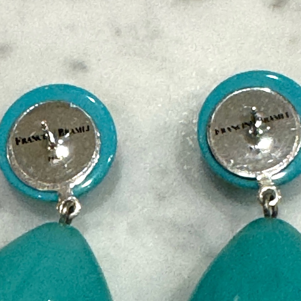 Francine Bramli Paris Turquoise Resin Teardrop Statement Earrings - Picture 6 of 7